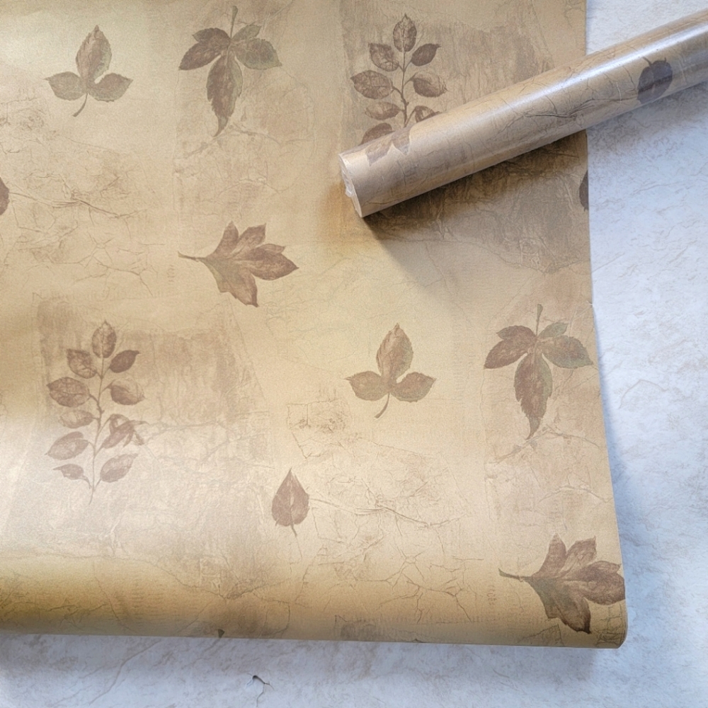 Wallpaper Botanical Leaves with Gold - Lodge Cabin